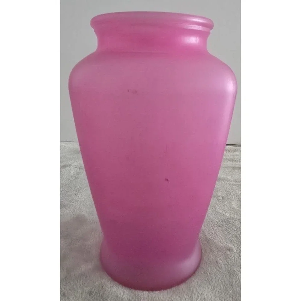Vintage Vase Pink Fuchsia Frosted Glass 9x5